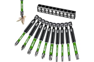 Litorange Juego de puntas de destornillador largo de 70 mm, 10 piezas con cabeza magnética fuerte, vástago hexagonal de 1/4 pulgadas, color negro fosfuro