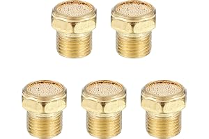 PATIKIL Luftpneumatiska ljuddämpare, G1/8 tum utvändig gänga pneumatiskt brus minska hexsintrad brons mässing luftandning ventilmontering för cylindrar ventiler 5-pack