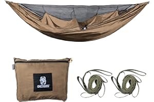 OneTigris KOMPOUND Camping Hammock with Net, Lightweight Portable Hammock with Warm Internal Cover & Tree Friendly Straps for Backpacking, Camping, Hiking, Travel, Beach, Backyard