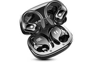 RULEFISS Wireless Earbuds, Sports Bluetooth 5.4 Headphones 75Hrs Stereo Deep Bass Ear Buds, 4 ENC Noise Cancelling Mic Earphones with Earhook, USB-C, LED Display, IP7 Waterproof Headset for Running Gym Workout