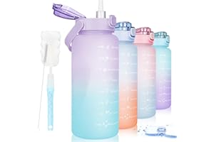 GXCROR Water Bottle 2L BPA Free Sport Drinks Bottle with Portable Handle 2 litre water bottle with Time Marking & Lock Cover, Leak Proof,for Gym, School,Outdoor,Sports,Fitness& Office