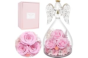 MIOFULA Rosa Stabilizzata Rosa Eterna Angelo Regalo per Mamma, Fiori Stabilizzati Veri, Rose Stabilizzate Regalo Donna Compleanno, Regali Mamma Nonna per Natale San Valentino Anniversari Festa della Mamma