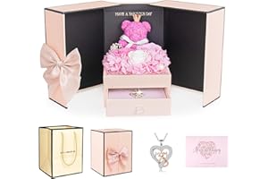 Okabay Gifts for Mum on Her Birthday Preserved Flowers with Mum Necklacewith Heart and Mum Jewelry Design, Mothers Day Birthday Christmas Valentines Gifts for Mum from Daughter and Son