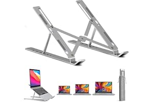 TOVARIN Soporte Portátil Mesa 6 Ángulos Ajustables, Aleación de Aluminio, Soporte Ordenador Ventilado Plegable para 10-15.6”Macbook, DELL, Chrome, Otros Portátiles y Tableta