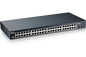 Zyxel Commutateur Switch Gigabit 48 Ports | Gestion Intelligente | Montage en Rack avec 2 Ports SFP | VLAN, IGMP, QoS [GS1900-48]