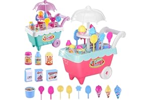 EMBHLITFE Ice Cream Shop z interaktywnymi kółkami, zabawka do lodów dla dzieci, wózek do lodów, zestaw do odgrywania ról, na imprezę żywnościową, dla dziewczynek i chłopców, prezent urodzinowy