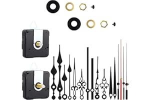 DASHUAIGE 2 Stück stilles Quarz-Uhrwerk, 6 Paar lange Achse und kurze Achse Uhrwerk mit manueller Batterieversorgung, Wanduhr-Mechanismus Teile Motor Ersatz DIY Reparatur Teile (Schwarz)