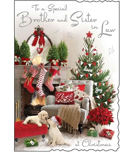 Weihnachtskarte Für Bruder & Schwägerin „To A Special Brother And Sister In Law“ – Mit Glitzer & Prägung