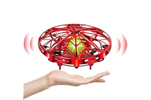 kizplays UFO Mini Drone, Kids Toys Hand Controlled Helicopter RC Quadcopter Infrared Induction Remote Control Aeroplanes Flying Toy for Boys Girls (Red)