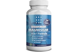 G R O U N D E D COFFEE SCRUB Grounded 500mg 4-in-1 Magnesium Micro Tablets with Magnesium Oxide, Chelate, Citrate & Glycinate - x90 Easy-to-Swallow, Vegan Supplement - Supports Sleep, Energy, Muscle Health & Relaxation, UK Made