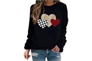 Sweatshirt à Manches Longues Saint Valentin pour Femme Sweatshirt Col Rond Amour Coeur imprimé T-Shirt à Manches Longues Sweat-Shirt Mode DéContracté Pullover Saint Valentin Sweat Pull Pas Cher