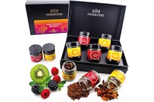 HALLINGERS GENUSS MANUFAKTUR Hallingers kosz na owoce – zestaw prezentowy 5 rodzajów herbaty, wegańska, herbata owocowa i herbata roiboos w słoiczkach (zestaw) – kalendarz adwentowy do napełniania nowościami i kalendarzem