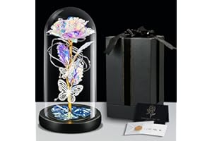 IGUGI Die Schöne und Das Biest Rose,Ewige Rose im Glas mit LED-Licht Glas Galaxy Rosen Geburtstag Romantisches Geschenk für Sie