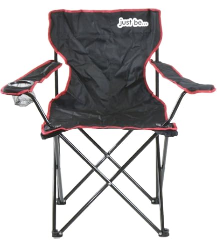 OVERMONT Chaise De Camping XL Rembourrée 204 Kg - Chaise Pliable Confort Avec Porte-gobelet Gris Foncé