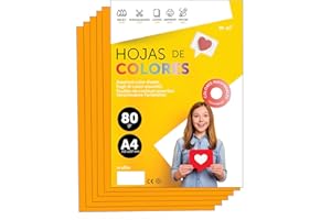 Folios De Colores A4 80g Para Impresoras y Manualidades, Papel Surtido Para Niños, Paquete Folios Colores Para Tarjetas, Escuela y Proyectos Creativos m-office (50h, Naranja Claro)