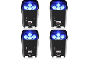 PUZILOZA 4er 6x18W Akku led par scheinwerfer strahler RGBWA+UV DMX wiederaufladbarer Batterie Outdoor partylicht mit Fernsteuerung/APP/IR disco licht für dj Bar KTV Band Geburtstag Hochzeit (De Lagerhaus)