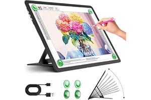 Zocelight Rechargeable A4 Light Box for Tracing,Super Bright Magnetic Light Pad with Stand,Side Button Design,Portable Wireless Light Table for Diamond Painting,Sketching,Weeding Vinyl,Tattoo(Black)