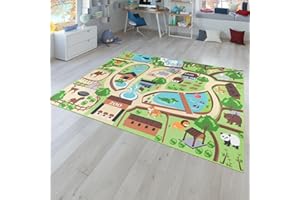 TT Home Tapis pour Enfants, Tapis de Jeu pour Chambres d'enfants, Zoo avec Tigre, Ours, Lion, coloré, Dimension:200x290 cm