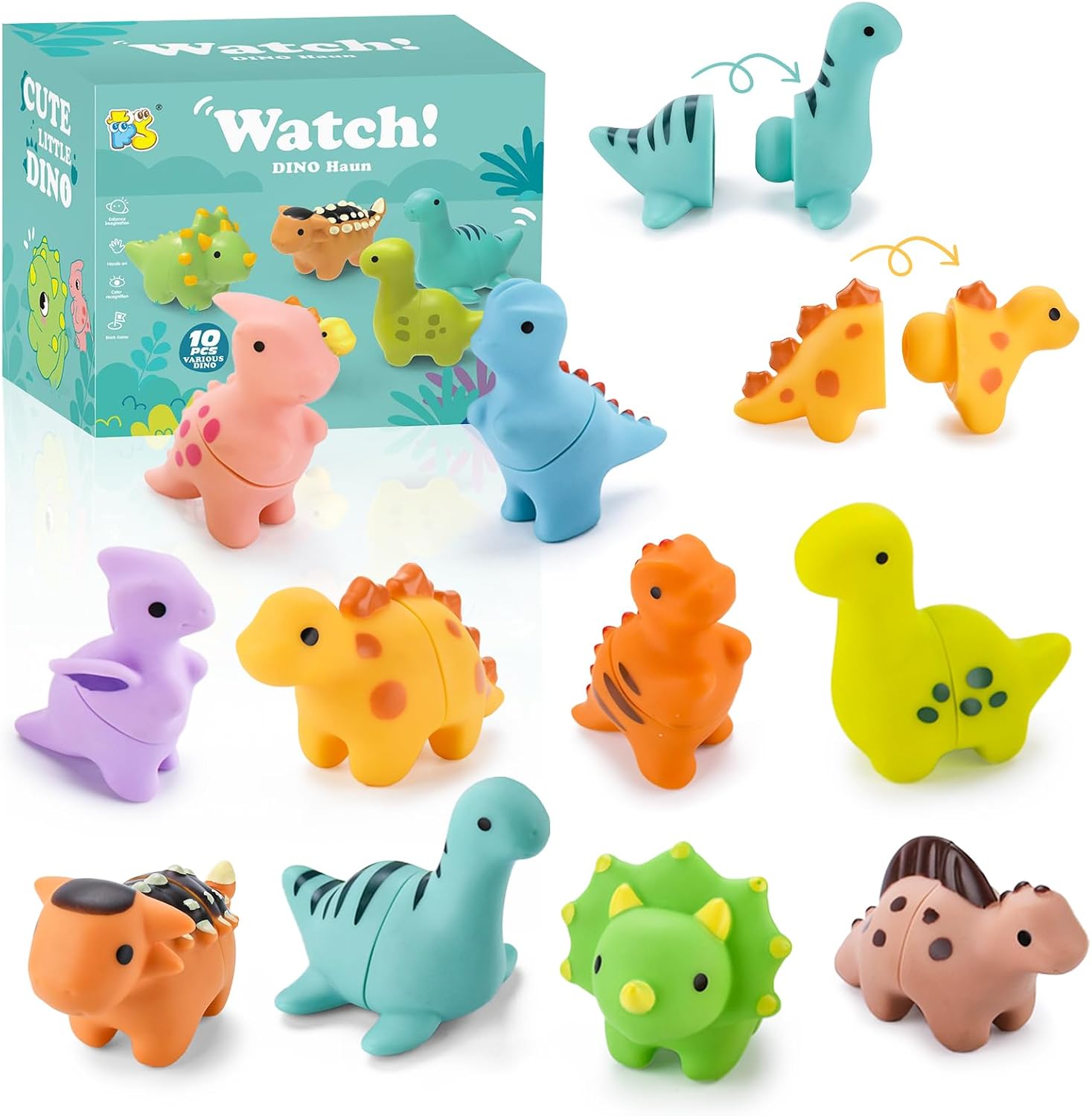 JOYBOY Juguetes Montessori para Bebés y Niños 1 2 3 Años - Juguetes Educativos con Dinosaurios para Clasificación por Colores, Apilamiento y Actividades Sensoriales, Regalo de Cumpleaños o Navidad