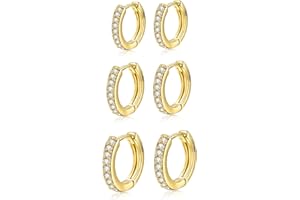 MOROTOLE 6 paia di orecchini a cerchio placcati in oro 14 kt orecchini a cerchio Huggie in argento sterling a cerchio piccoli orecchini cartilagine zirconia cubica per donne uomini