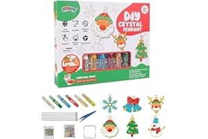 Yeria Kristallklebemalerei Weihnachtlich, DIY-Kristallfarben-Kunst- und Bastelset Weihnachten, Fensterkunst für Sonnenfänger-Bausätze, Bake-Free Crystal Color Glue Painting Pendant