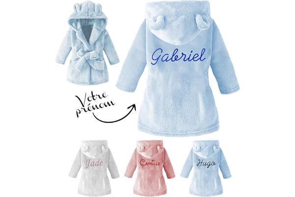 KDO MAGIC Peignoir bébé personnalisé - Doux et Moelleux - Personnalisable et brodé avec Un prénom - Garçons & Filles