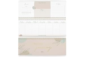 ‎KIND OF HAZEL KIND OF HAZEL® Tischkalender 2025 Beige I Tischkalender 2025 Quer mit To Do Listen & Notizen I Hochwertiger Stehkalender Wochenplaner mit Goldfolienprägung | Schreibtisch Kalender 2024 Drehkalender