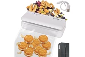 NIUOPPY Mini Bag Sealer, 2 in 1 Heat Sealer, Easy Seal Bag Sealer, Rechargeable & Handheld Heat Sealer Machine with Magnetic, Portable Handheld Vacuum Sealer for Dry and Moist Food Preservation (White)