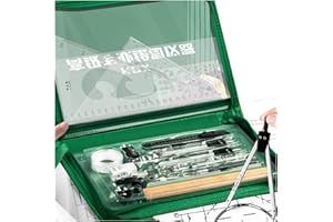 TAOBOSEC Compasso Set, 27 Pezzi Per Matematica Geometry Kit Bussola Per Matematica Set Per Studenti E Insegnanti Include Bussola Gomma Righello E Borsa Degli Attrezzi Verde Per Studenti E Insegnanti