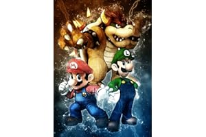 DVBQQWE Kits de pintura de diamantes 5D para Aduts Super Mario Diamond Art Kit completo de punto de cruz para principiantes, arte de pared de 12 x 16 pulgadas