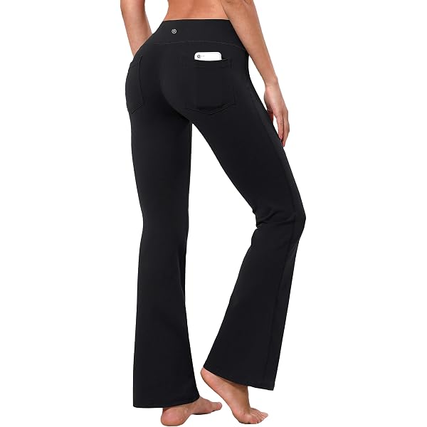 BUBBLELIME Women's Bootcut Yoga Pants With Tummy Control & Back Pockets - View #7