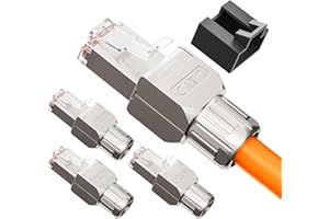 VCELINK RJ45 Stecker, CAT 7 Netzwerkstecker LSA Geschirmt RJ45 Stecker Werkzeuglos für Verlegekabel CAT8 CAT7 CAT6A, 10 Gbps 600MHz, 4 Stück