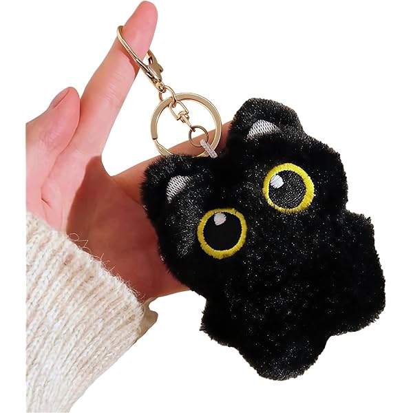 Porte-clés Peluche Chat Noir Couineur - Lot De 2, écharpe Kawaii, Breloques Sac à Main Ou Sac à Dos