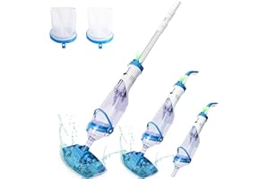 FOTING 1.5 Poolsauger mit Akku, Poolreiniger mit Filter, Pool Bodensauger mit Betriebsdauer bis zu 60 Minuten, Teleskopstange, Absaugung bis zu 4200L/H, Above Ground