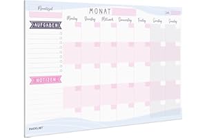 PACKLIST® Terminarz miesięczny A4 bez ustalonej daty. Terminarz, planer rodzinny z miejscem na miesiąc, lista rzeczy do zrobienia, notatki, duże pole na notatki – ekskluzywny kalendarz z opakowaniem