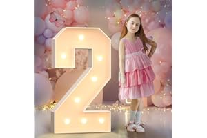 MIXIFOX Gigantische Leuchtende Zahlen Deko Geburtstag, Hochzeitstag, 2.Geburtstagsfeier, Leuchtende Zahlen LED, Hochzeit Deko Geburtstag Verlobungsdekoration, Partyzubehör, Zahl 2