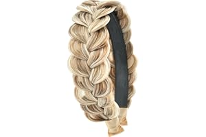 LQTSLFM Haarreifen Geflochten,Hairband Braided Hairpiece,Geflochtenes Haarband,Damen Haarreif,Headband High Elasticity Braids Braided Hair Band Hairpiece for Girls Women (Gelb, Normal)