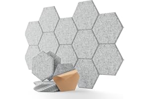 SOUNDSBAY Sound Proofing Panels 12 Pack Hexagon Self-Adhesive Soundproofing Panels Acoustic Foam Panels High Density Acoustic Panels for Recording Acoustic Treatment Sound Absorbing Panels 12" X 10" X 0.4"