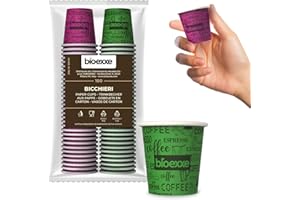 ‎BIOEXXE bioexxe Kaffeebecher aus Papier, 100 Stück, 75 ml, biologisch abbaubare Kaffeebecher à 75 ml, Kaffeebecher aus Papier, beständig gegen Getränke bis zu 85°/90° – umweltfreundlicher Einweg