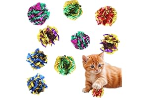 BRUISLARD 30 Pack 2.36" Interactive Crinkle Balls Cat Crinkle Toy Ball Bright Colors Cat Ball Toys Colorful Chew and Chase Cats Toys for Indoor Cats Kittens to Keep Fit Active