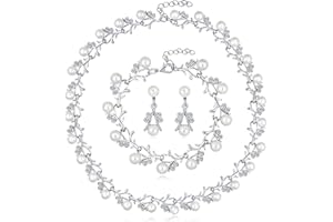 AILUOR Pearl Necklace for Women, Round Imitation Pearl Choker Necklace 20s Flapper Pearls Accessories for Gatsby Themed Party Dainty Beaded Choker Necklace for Women