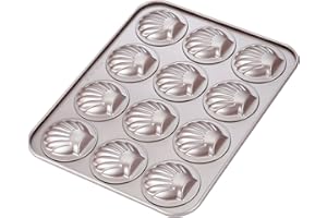 CHEFMADE Moule à gâteau Moule Madeleine, Ustensiles de Cuisson Madeline antiadhésifs à 12 cavités pour la Cuisson au Four (Or Champagne)