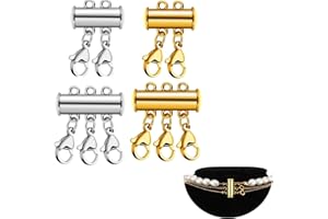 JEOPKO 4 Pieces Magnetic Layering Necklace Clasps - Double and Triple Layered Jewelry Separator for Crafts