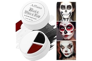 ‎AFFLANO Afflano Halloween Schminke Gesichtsfarbe Joker Clown Kostüm, Schwarz Weiß Rot Körperfarbe Theaterschminke Goth Red Black White Face Paint, Kinderschminken Body Paint Sfx Ghost Vampir Zombie Schminke