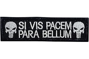 Cobra Tactical Solutions Si Vis Pacem, Para Bellum Punisher Ricamata Toppa militare Patch Gancio e Anello per Airsoft Paintball, per Abbigliamento tattico Zaino