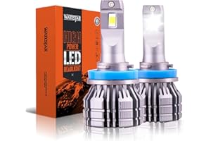 Wattstar LED Headlight Bulbs Conversion Kit, 64W Super Bright Hi/Lo Beam Headlamp with Fan, IP68 Flip Chip 9600LM 6500K White 2-Pack (6000K-S20 (S20-H11)