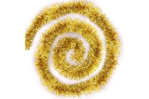 JONAMI 4X Guirnalda de Navidad Artificial Oro (200 cm) Decoración de Abeto, Adornos Metálicos Pulidos, para Puerta, Pared, Ventana y Chimenea