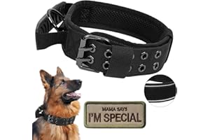 PERIFLOWIN Upgrade Tactical Dog Collar - Military Dog Collar Nylon Adjustable Training Collar Reflective Dog Collar with Handle and Heavy Duty Metal Buckle for Medium Large Dogs Upgrade Buckle (Black, M)