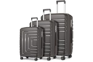 Sea choice Set di valigie 3 pezzi 51×31×76cm leggere bagagli espandibili con 8 ruote girevoli trolley da viaggio 100L in polipropilene resistente con serratura TSA