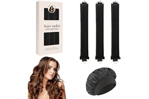 EUZUXU 3pcs Heatless Curls Band + 1PC Schlafmütze, Hitzefreie Lockenwickler, Overnight Blowout Locken ohne Hitze, für alle Arten Haartypen-Schwarz